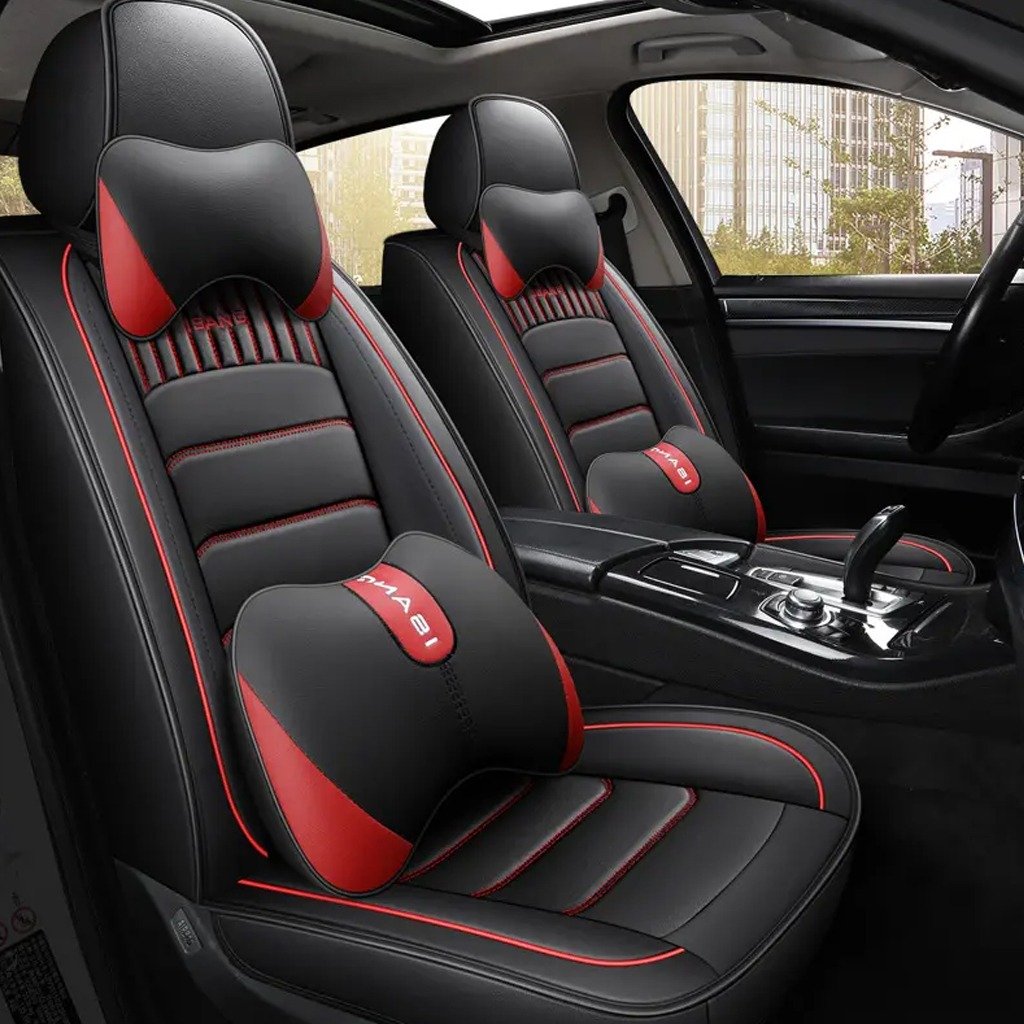 Design Pure Leather Red & Black Seat Cover